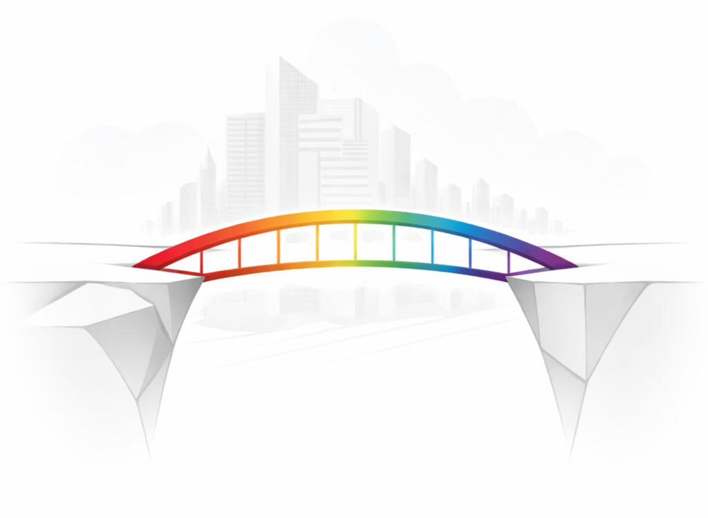 Rainbow bridge symbolizing interim leadership helping businesses maintain operational continuity